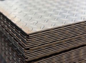 MS chequered plate with raised diamond anti-skid pattern